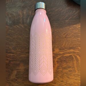 Pink Stainless Steel Water Bottle with Gold Geometric Design